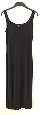 Gap Long Figure Hugging Vest Dress With Back Split Black Stretch Fabric Medium • £8