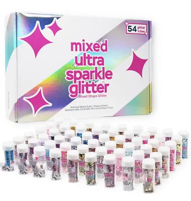 54x Glitter Tubes Assorted Colours Shaker Pots Art Epoxy Cosmetics Ultra Sparkle • £9.99