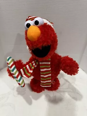 Sesame Street Christmas Elmo Dancing With Candy Cane & Music 13 Inch Plush 2021 • $19.54