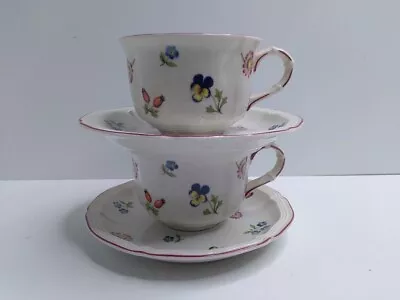 Villeroy & Boch Petite Fleur Porcelain Tea Cup & Saucer Set Of Two Depuis 1748 • $46.50