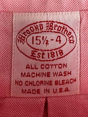 VTG Brooks Brothers USA Long Sleeve Button Up Shirt Men Cotton Pink 15.5 34 • $24.99