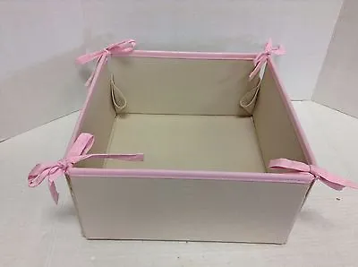 $19.99 • Buy Pottery Barn Kids Pink Linen Storage Canvas Nursery Bin Tote Cube Basket Medium 