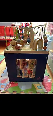 Battat Just B B You Zany Zoo Wooden Activity Cube Play Box Rare Real Wood • $59.99