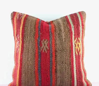 $17.50 • Buy Decorative Handmade Turkish Kilim Pillow Cover 16x16 Kilim Sofa Pillow