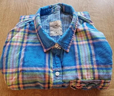 Hollister BOYS Plaid Shirt (Blue & Multi-coloured Stripes) - Medium Slim Fit • £2.99