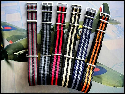 18 20 22 24 NATO G10® Watchband Strap Ballistic Nylon RAF Bond Military IW SUISS • $12.95