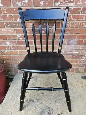 Vintage Ethan Allen Baumritter Dining Chair Thumb Back Black Gold Stenciling #1 • $139.99