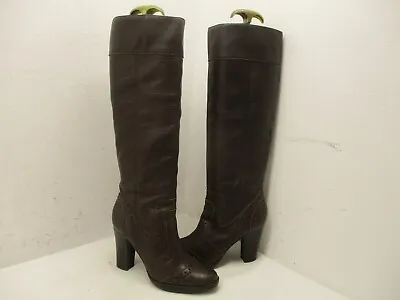 Michael Kors Brown Leather Knee High Heel Boots Womens Size 6 M • $39.95