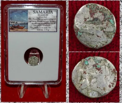 Ancient Coin SAMARIA Phoenician Galley Persian King Fighting Lion Silver Obol  • $54.60