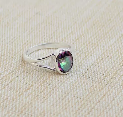 925 Sterling Silver Mystic Topaz Ring Handmade Stylish Dainty Ring All Size R46 • $12.37