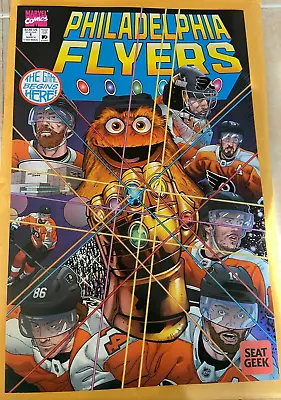 March 2022 PHILADELPHIA FLYERS GRITTY MARVEL Comics POSTER NHL Infinity Gauntlet • $13.99