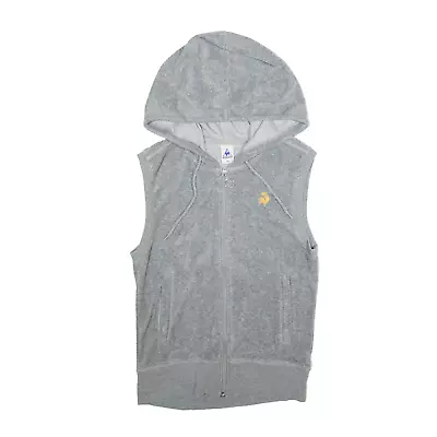 LE COQ SPORTIF Sleeveless Terry Towelling Hoodie Grey Full Zip Womens XXS • £17.99