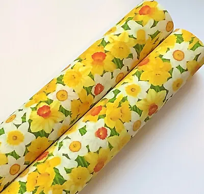  Mothers Day Daffodils  Printed Canvas Fabric Sheet For Making Hair Bows • £2.20