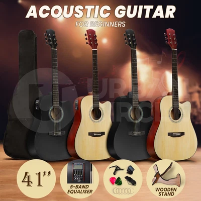 $75.95 • Buy 41  Inch Full Size Acoustic Guitar Wooden Folk Classical Cutaway Steel EQ Tuner