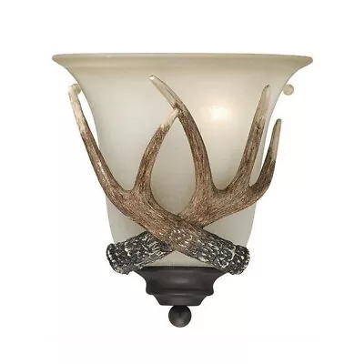 10  Black Walnut Antler Wall Light Glass Shade Cabin Lodge Decorative Sconce • $136.99