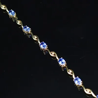 9CT Yellow Gold Blue Sapphire & Diamond Infinity Bracelet • £495