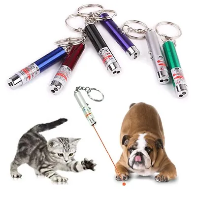 Laser Pen Pet Toy Red LED Pointer Light Cat Dog Keyring Small Battery Powered UK • £2.65