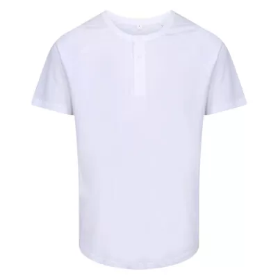 £5.99 • Buy Mens T Shirts Short Sleeve Henley Grandad Collar Tees Plain Casual Button Top