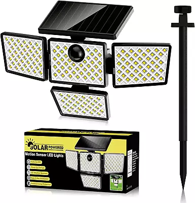 Solar Motion Sensor LED Security Lights4 HeadsWaterproof Wall Lights W/ Stake  • $35.99