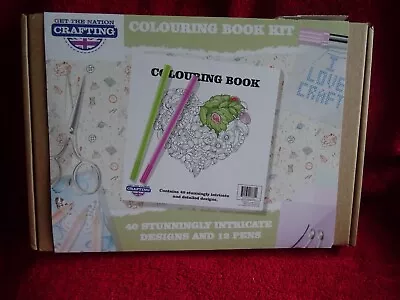 Get The Nation Crafting Colouring Book Kit - 40 Page Book 12 Double Ended Pens • £5