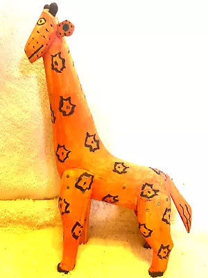 12” Giraffe Vtg Mexican Folk Art SANTIAGO? Wood TAOS ESTATE SALE WEEK! See All! • $28