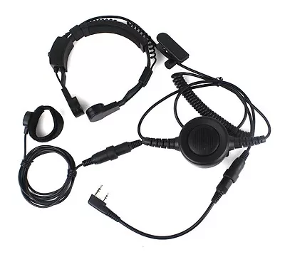 Military Covert Earpiece Tactical Throat Mic PTT For KENWOOD BAOFENG BF-UV5R TYT • $39.15