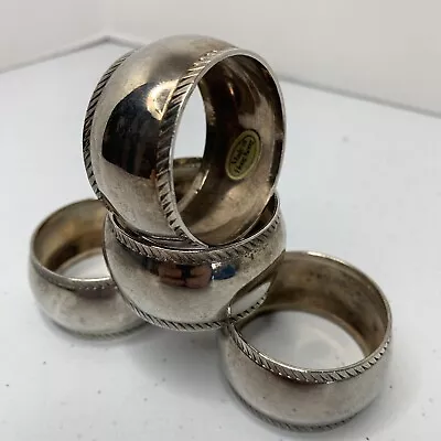 4 Vintage Silver Plated Napkin Rings 4 Christmas Thanksgiving Wedding Hong Kong • $11.50