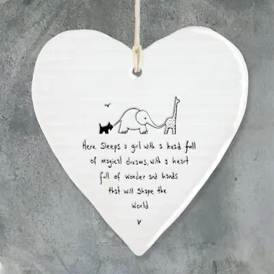 £5.65 • Buy Hanging Porcelain Hearts By East Of India - Various Sentimental Messages