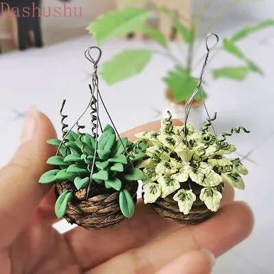 2PC Dollhouse Miniature 1 /12 Scale Hanging Plants Bonsai Decorate Accessories • $13.29