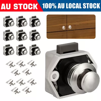 10x Push Button Drawer Caravan Cupboard Latch Catch Door Lock Cabinet Knob Tool • $28.47