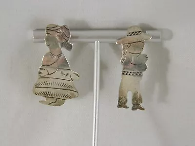 Vintage Figural Navajo Indian Sterling Silver Post  Earrings/ 2517 • $19.95