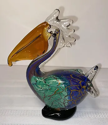 Vintage Multi Color Hand Blown Murano Art Glass Bird Pelican 7  • $59.99