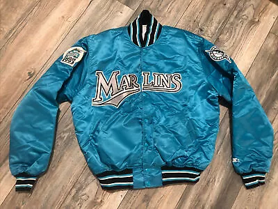 Vintage 1993 Starter Miami Marlins MLB Satin Jacket Men’s L Inaugural Season USA • $449.99