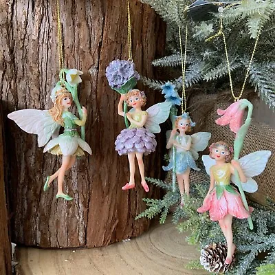 Pastel Flower Fairy Hanging Christmas Tree Decoration Gisela Graham Snowdrop  • £12.99