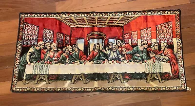 VTG The Lord's Last Supper 39 X 19.5” Religious Holy Wall Hanging Tapestry ITALY • $24.99