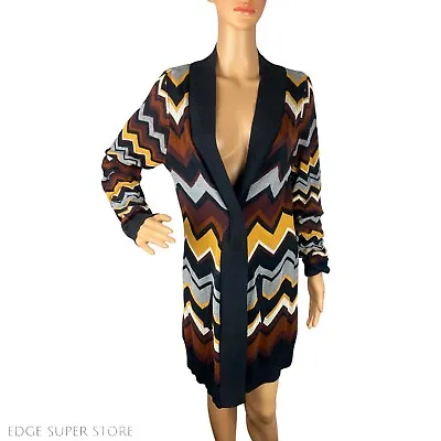 Missoni For Target Brown Zig Zag Print Long Sleeve Cardigan Sweater Size Large • $34.20