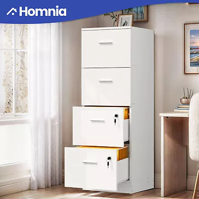 52  Tall Vertical Filing Cabinet Wooden 4 Drawer File Office Organizer Letter A4 • $145.93