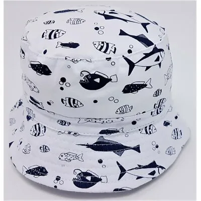 £5.95 • Buy Baby Boys Fish Bucket Hat Summer Sun Hat Bush Hat White 6-12 12-18 Months Pesci