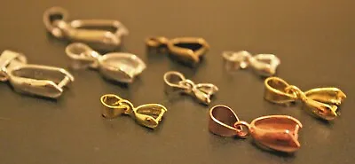 5 Pinch Clasps Clips Bails Connector Silver Bronze Gold Pendant Jewelry Findings • $4.65