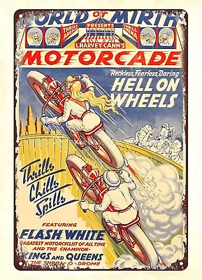 1946 Motorcycle Poster Wall Of Mirth Metal Tin Sign Living Room Decorating Ideas • $18.80