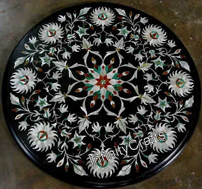 14 Inches Marble Coffee Table Top Inlaid With Beautiful Pattern Patio End Table • $304.85