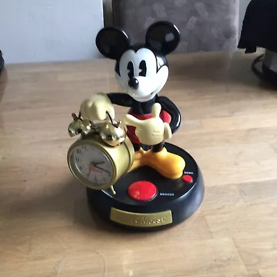 Disney Mickey Mouse Animated Talking Alarm Clock Tested Working Bell Clock • £59.99