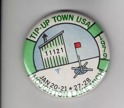 1979 Tip Up Town Badge Pin Pinback-michigan Dnr Deer Bear Fishing Patch License • $6.99