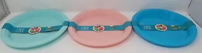 Plastic Picnic Round Plates 23cm Pink Turquoise Blue Party BBQ Buffet Lunch • £11.19