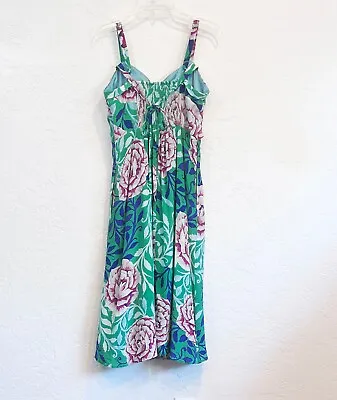 Moulinette Soeur For Anthropology Rosamund Green Floral Silk Midi Dress Sz 14 • $32.99