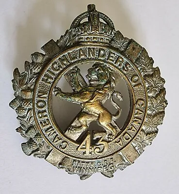 A 43rd Cameron Highlanders Of Canada Cap Badge With Lugs.  • £79.99