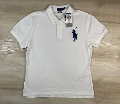 NWT Polo Ralph Lauren Women's White Mesh Skinny Fit Big Navy Blue Pony • $29.99