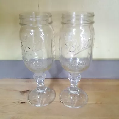 2 X MASON BALL Glass 12 Oz Pedestal Preserve Jars • £18