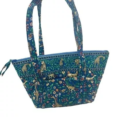 Vera Bradley Top Zip Tote Bag Animal Kingdom Print Retired Fall 2000 Blue • $49.99