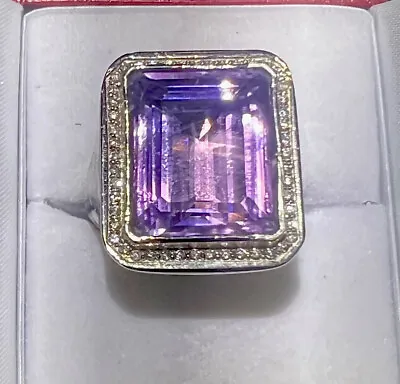 Mafia-Mob-TRUE CRIME Gangster-MICKEY COHEN 14K 17.61 Carat Amethyst Diamond Ring • $3695